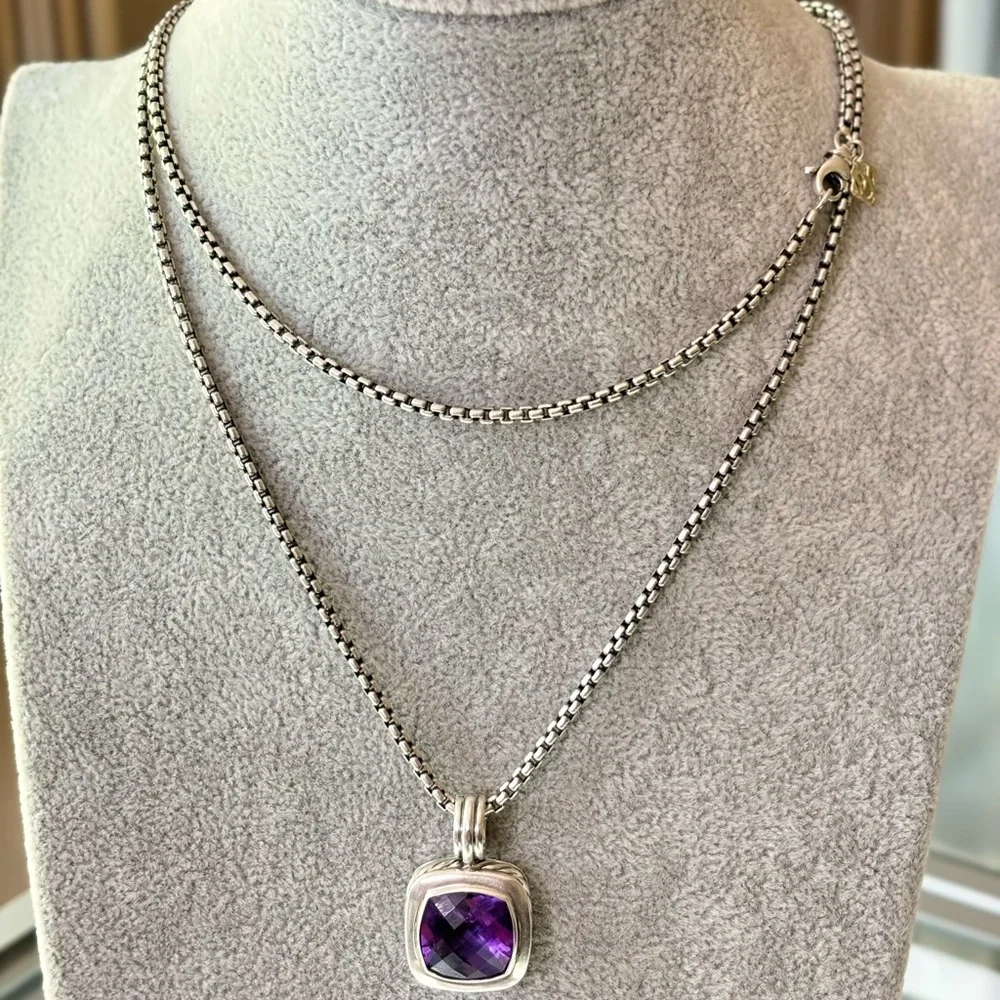 David Yurman Sterling silver 14mm Albion Pendant Necklace with Amethyst 32